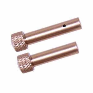 AR 5.56 Cal Extended Takedown Pin Set, Anodized Bronze, Knurled Grip.