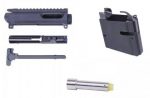 AR 9mm conversion kit parts displayed for assembly.