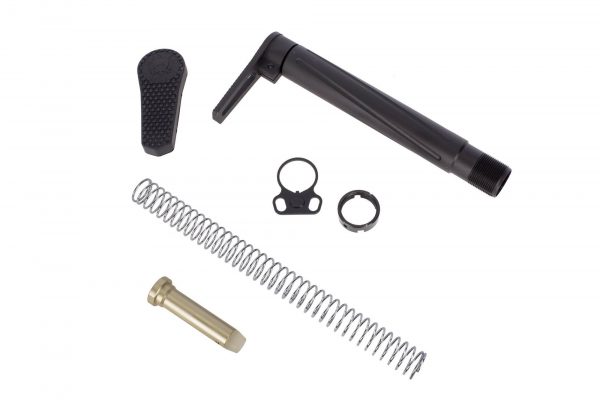 AR-15 buffer tube kit with essential components for recoil management and assembly.