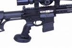 Close-up of AR Neoprene Rubber Adjustable Sniper Grip on tactical rifle.