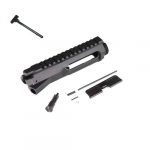 Disassembled AR-15 upper receiver kit with Picatinny rail and precision components for custom builds.