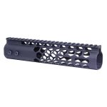 Guntec 9 Honeycomb M-LOK Handguard with Top Rail in Anodized Black.