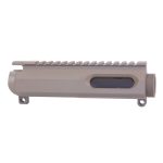 FDE AR-15 stripped upper receiver with Picatinny rail and ejection port for modular builds.