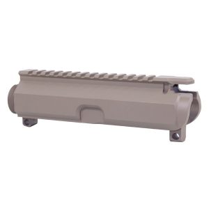 Flat Dark Earth AR-15 stripped upper receiver with Picatinny rail for customizable accessory mounting.