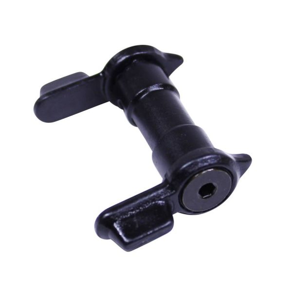 AR-15 ambidextrous safety switch with multi-degree adjustment levers, robust and precisely engineered.