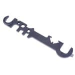 Multi-functional armorers wrench for AR-15 and AR.308 maintenance with hooks and cutouts.