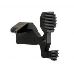 AR-15 bolt catch with ergonomic cogs for enhanced control and durability, matte black finish.