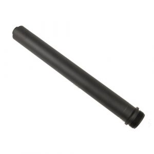 Matte black AR-15 A2 buffer tube shown against a white background, highlighting its tactical design.