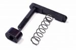 AR-15 charging handle assembly with textured grip and matte black finish on white background.