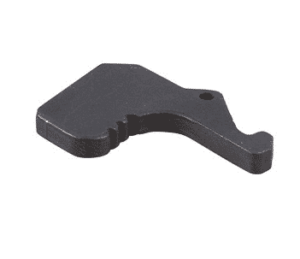 Matte black AR15 charging handle latch with curved profile, precision-fit for firearm assemblies.