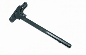 Matte black AR-15 charging handle with T-shape and standard latch for reliable performance.