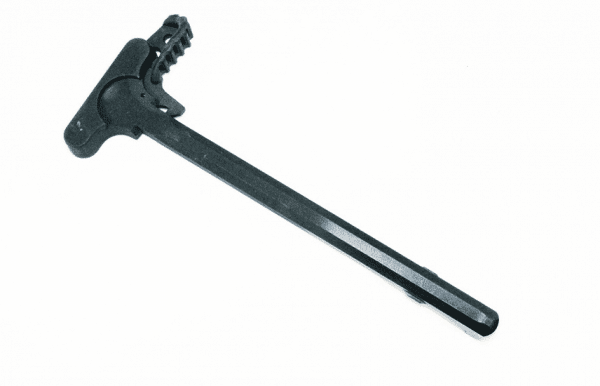 Matte black AR-15 charging handle with T-shape and standard latch for reliable performance.