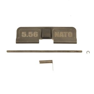 Olive drab AR-15 dust cover for 5.56 NATO with rod and spring installation components.