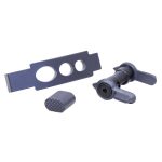 AR-15 Lower Upgrade Kit components in Sniper Grey, including mounting plate and bolt mechanism.