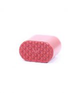 Pink foam roller with textured end for muscle massage and targeted pressure relief.