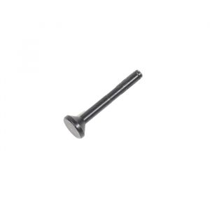 AR-15 firing pin retainer, precision-engineered metallic part on white background.