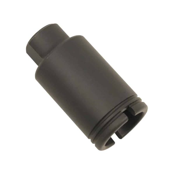 Matte black AR-15 9mm Micro Slim Flash Can with precision machining and industrial design.
