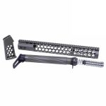 AR-15 modular honeycomb components: barrel, handguard, grip; customizable and durable design.
