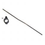 AR-15 gas block and metal cleaning rod displayed on a white background.