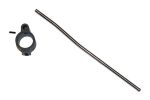 AR-15 low profile gas block and pistol length gas tube on white background.