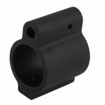 Low profile matte black gas block for AR-15 rifles, precision-engineered for tactical customization.