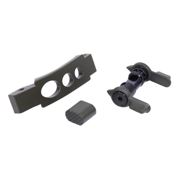 AR-15 L.U.K.E Kit in OD Green: mounting bracket, spacer, and clamp.