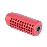 Red AR-15 fake suppressor, perforated cylinder, Gen 2, anodized, sound dampening, Socom style.