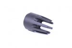 AR-15 multi-prong flash hider reduces muzzle flash, enhancing concealment and night vision.