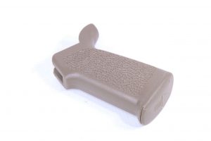 AR-15 TCG grip in flat dark earth with enhanced texture for better control.