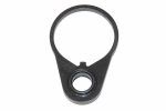 Black AR-15 QD sling adapter endplate with circular ring and mounting hole for secure firearm carry.