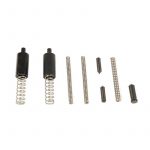 AR-15 repair kit with springs, pins, and assemblies for firing mechanism repair.