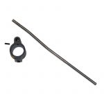 AR-15 low-profile gas block with polished pistol-length gas tube on white background.