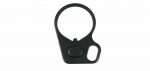 Matte black AR-15 sling adapter with quick release, circular ring, and rectangular mount opening.