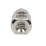 AR-15 Gen 2 stainless steel compensator with hexagonal design and polished finish.
