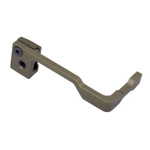 Olive drab AR-15 thumb rest with ergonomic L-shape for enhanced control and comfort.