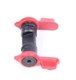 Red and black AR-15 ambidextrous short throw safety switch for quick, ergonomic operation.