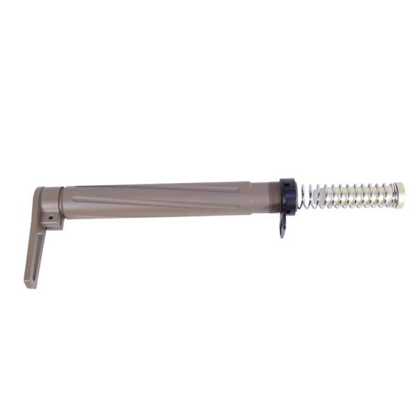 Translucent AR-15 buffer tube with recoil spring, ideal for efficient cycling and quick maintenance.