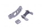 AR-15 tungsten upgrade kit: curved bracket, pivot mechanism, and block in matte finish.