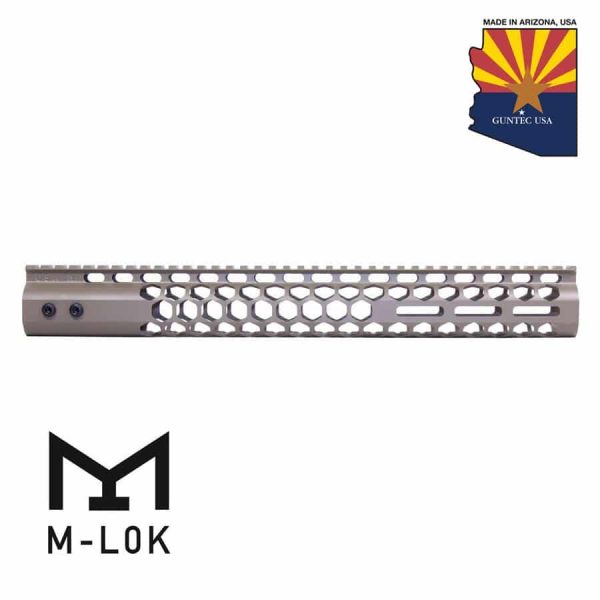 Guntec USA 15-inch Honeycomb M-LOK Handguard in Flat Dark Earth.