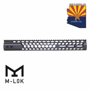 Guntec USA 15 Honeycomb M-LOK Handguard in OD Green with Top Rail.