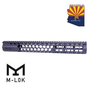 15 Guntec USA M-LOK Handguard with Honeycomb Pattern and Arizona Flag Logo.