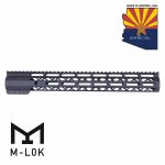 Guntec USA 15-inch AIR-LOK M-LOK Handguard, Anodized Black, with Arizona Flag.