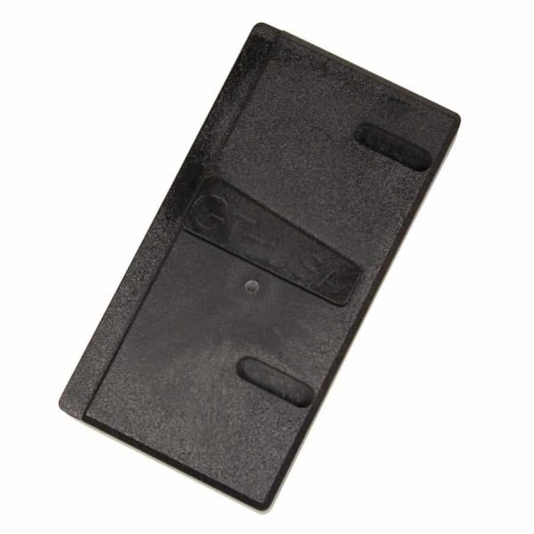 Black leather wallet with multiple card slots on a white background.