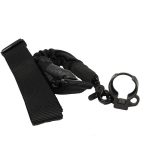 Black tactical one-point bungee sling with quick-detach snap hook and ambidextrous adapter.