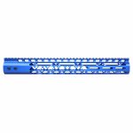 15-inch Guntec USA M-LOK Blue Anodized Aluminum Handguard with Top Rail.