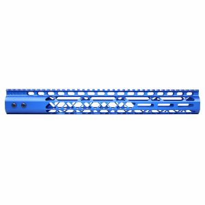 15-inch Guntec USA M-LOK Blue Anodized Aluminum Handguard with Top Rail.