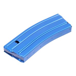 Blue Anodized AR 5.56 30-Round Aluminum Magazine with Anti-Tilt Follower.