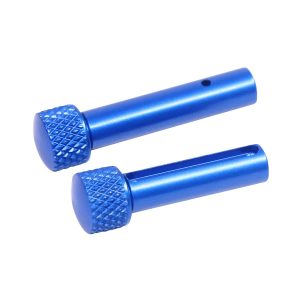 Anodized blue AR 5.56 extended takedown pin set, Gen 2, with textured grip.