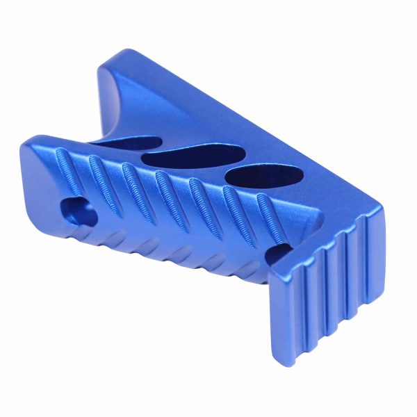 Guntec USA blue anodized micro angle grip for M-LOK systems.