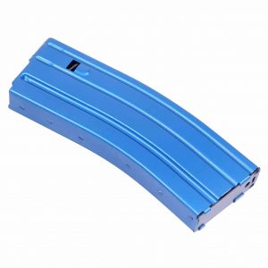 Guntec USA Blue Anodized Aluminum AR 5.56 Magazine, 30-Round Capacity with Anti-Tilt Follower.